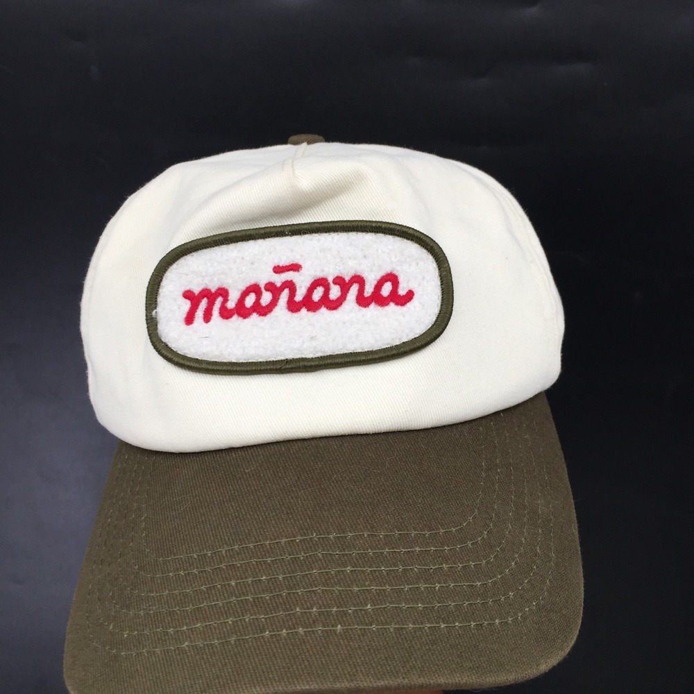 Manana surfing co austin texas cream olive snapback dad hat baseball cap beach